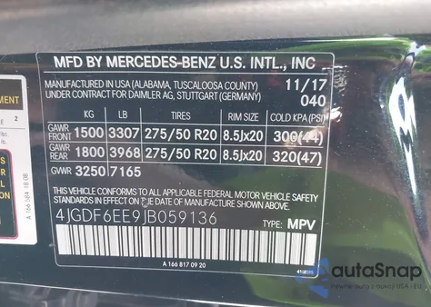 2018 Mercedes-Benz Gls 450 4Matic из США, поврежденный, VIN 4JGDF6EE9JB059136